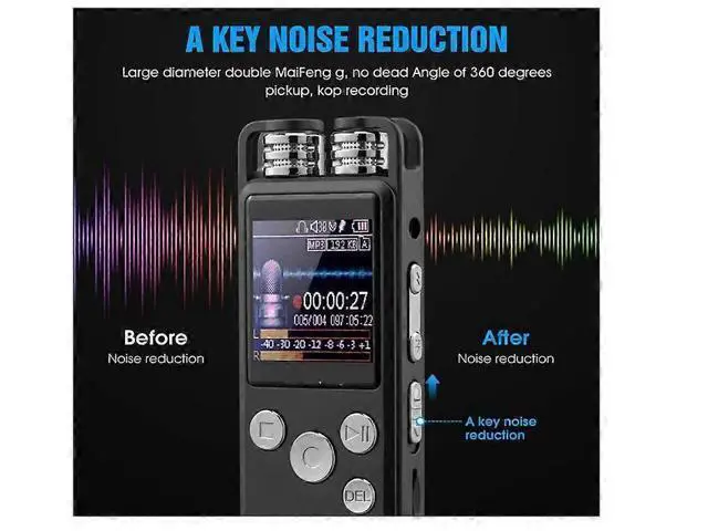 Alt view image 5 of 5 - Ecocleanpath Professional Voice Activated Digital Audio Recorder, 16GB USB Pen with Noise Reduction & 45H Battery, Black