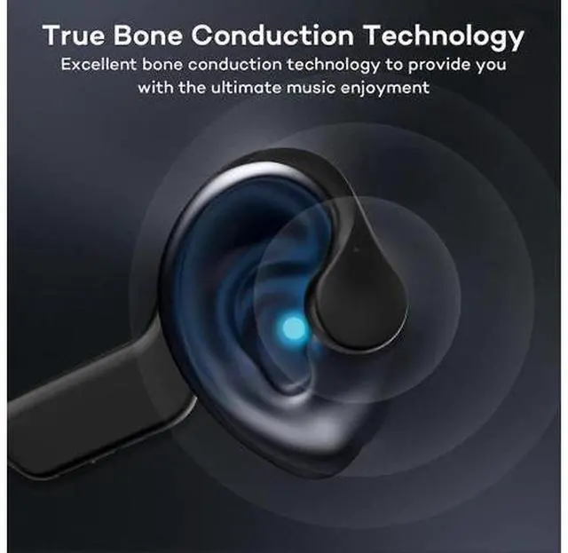 Alt view image 4 of 5 - Bluetooth 5.3 Bone Conduction Headphones, Open-Ear Sweatproof Wireless for Sports & Daily Use (Black)