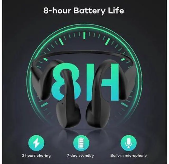 Alt view image 5 of 5 - Bluetooth 5.3 Bone Conduction Headphones, Open-Ear Sweatproof Wireless for Sports & Daily Use (Black)