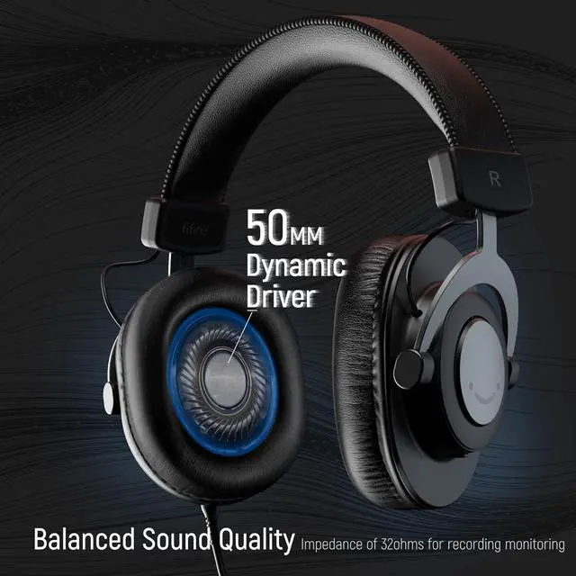 Alt view image 2 of 5 - FIFINE Studio Monitor Headphones for Recording-Over Ear Wired Headphones for Podcast Monitoring, Streaming Comfortable Equipment with Detachable Cables 3.5mm or 6.35mm Jack, Black, on PC/ (ABCD2210H8)