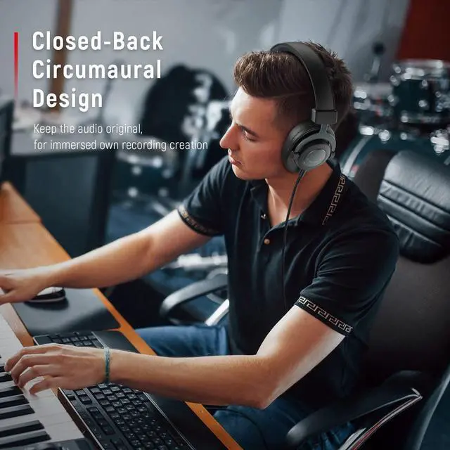 Alt view image 3 of 5 - FIFINE Studio Monitor Headphones for Recording-Over Ear Wired Headphones for Podcast Monitoring, Streaming Comfortable Equipment with Detachable Cables 3.5mm or 6.35mm Jack, Black, on PC/ (ABCD2210H8)