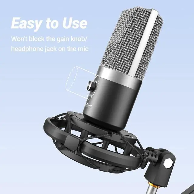 Alt view image 3 of 6 - Deuninker Shock Mount Holder for Microphone, Vibration Reduction and Noise Elimination, with Thumbscrew, Pivot mount, Suitable for Desk Stand and Boom Arm