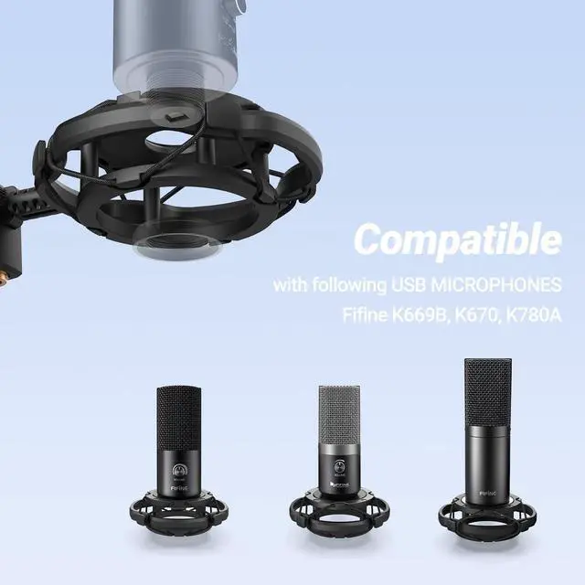 Alt view image 5 of 6 - Deuninker Shock Mount Holder for Microphone, Vibration Reduction and Noise Elimination, with Thumbscrew, Pivot mount, Suitable for Desk Stand and Boom Arm