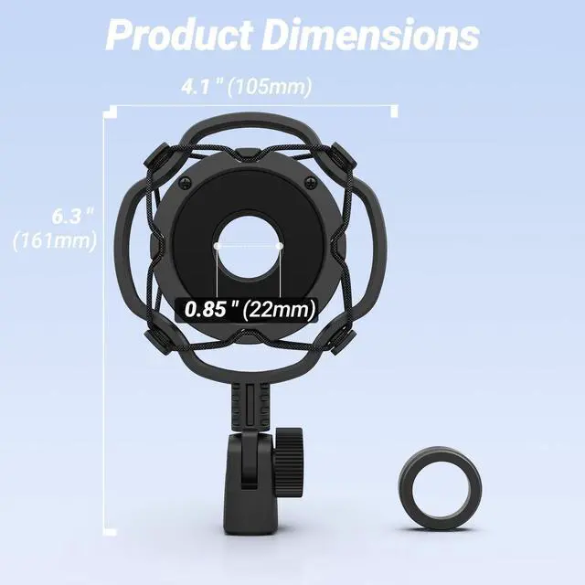 Alt view image 6 of 6 - Deuninker Shock Mount Holder for Microphone, Vibration Reduction and Noise Elimination, with Thumbscrew, Pivot mount, Suitable for Desk Stand and Boom Arm