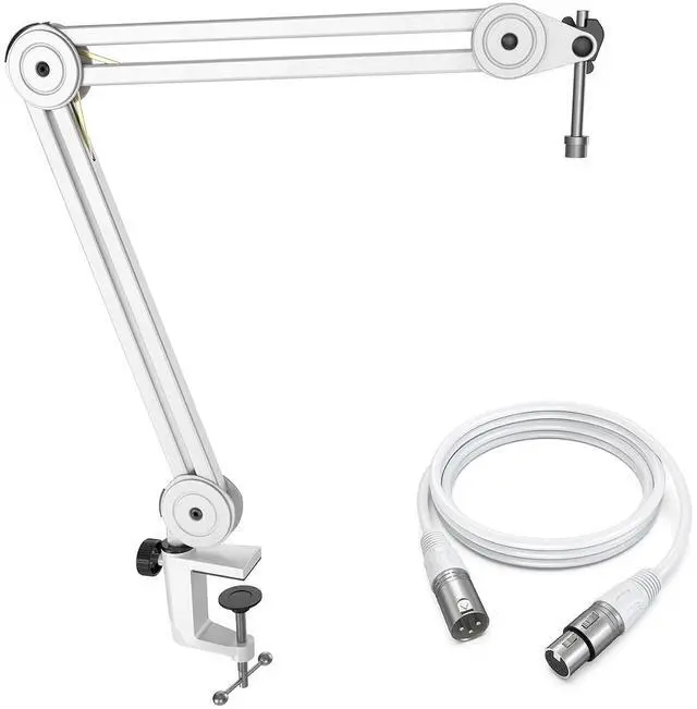 Main image of Deuninker Microphone Boom Arm Kit, Metal Heavy Duty Mic Stand with 3/8" to 5/8" Threads Screw & 10ft Balanced XLR Cable for Podcasting Recording, Streaming & Recording-BM63W+L9W