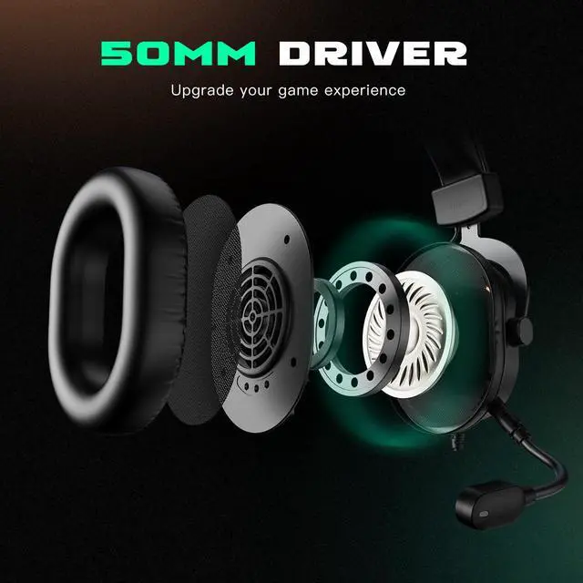 Alt view image 4 of 6 - Deuninker Gaming Microphone and PC Gaming Headset, USB Microphone with Gain Control, Wired Headphones with 7.1 Surround Sound,EQ Mode, RGB, Soft Ear Pads for Streaming, Podcasting, Twitch (K669G+H6)