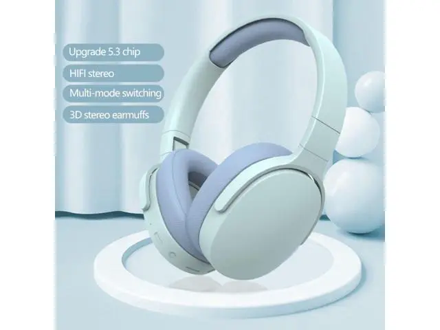 Alt view image 2 of 7 - Bluetooth Headset, Lightweight and Foldable, Stereo with Microphone, Low Latency, Bluetooth 5.3 Headset for Travelling/Telephone/PC -Blue