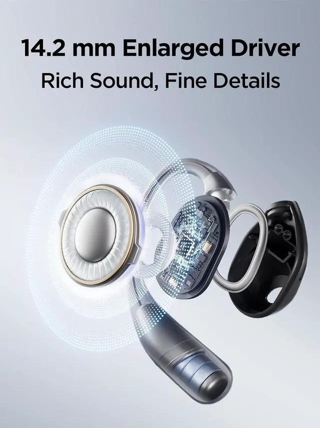 Alt view image 3 of 7 - Deuninker Open-Ear Headphone Wireless Bluetooth - S31 Open Earbuds, Ergonomic Ear Hook, Balanced Sound, IPX5 Waterproof, 30H Playtime, Bluetooth 5.3, Crystal-Clear Calls for Driving Running Workout