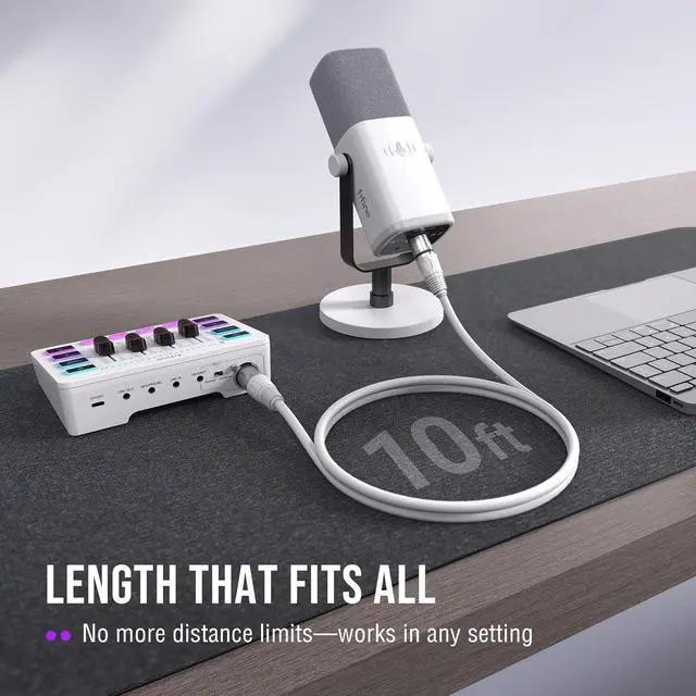 Alt view image 6 of 6 - Deuninker Microphone Boom Arm Kit, Metal Suspension Boom Arm Stand with 3/8" to 5/8" Adapter and 10ft Balanced XLR Cable Bundle for Podcasting, Recording & Gaming-CS1W+L9W