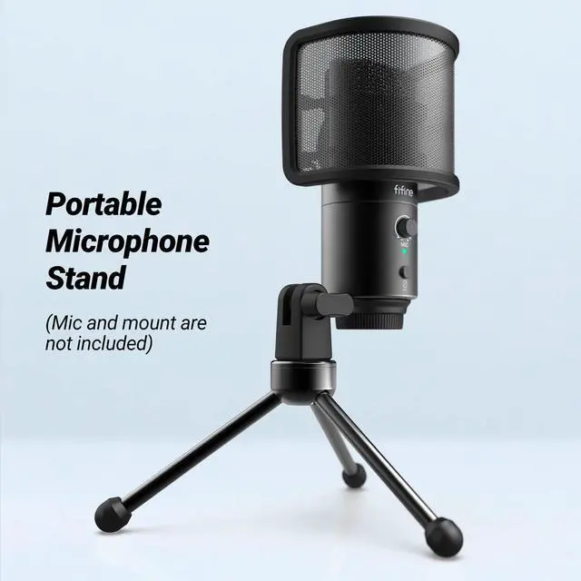 Alt view image 2 of 6 - Deuninker Tripod Stand for Desktop Microphone with Non-slip Rubber Feet, Sturdy Metal Construction, Foldable Desk Mic Stand for Gaming, Podcasting, Meetings, Chatting