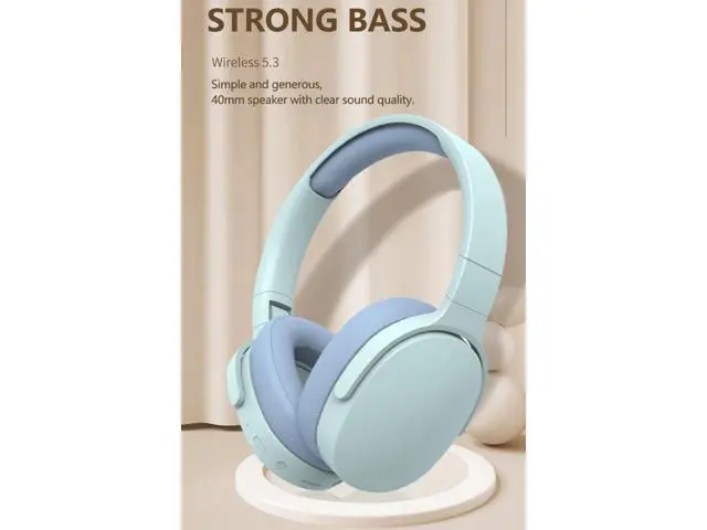 Alt view image 7 of 7 - Bluetooth Headset, Lightweight and Foldable, Stereo with Microphone, Low Latency, Bluetooth 5.3 Headset for Travelling/Telephone/PC -Blue