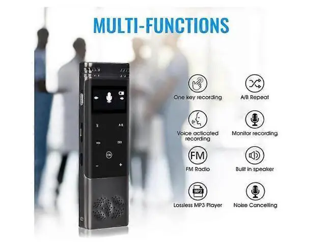 Alt view image 5 of 5 - Ecocleanpath Professional Voice Activated Digital Audio Recorder with Noise Cancelling, 8GB USB Pen MP3 (Black)