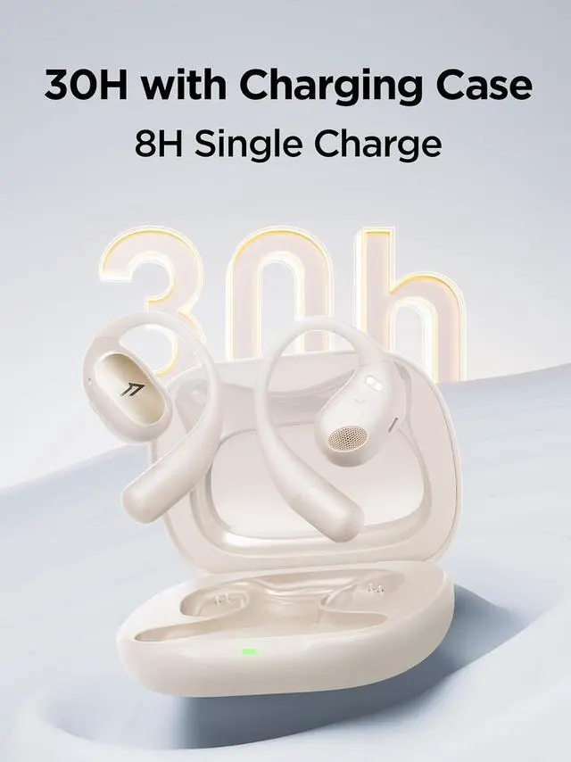 Alt view image 6 of 7 - Deuninker Open-Ear Headphone Wireless Bluetooth - S31 Open Earbuds, Ergonomic Ear Hook, Balanced Sound, IPX5 Waterproof, 30H Playtime, Bluetooth 5.3, Crystal-Clear Calls for Driving Running Workout