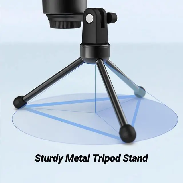 Alt view image 5 of 6 - Deuninker Tripod Stand for Desktop Microphone with Non-slip Rubber Feet, Sturdy Metal Construction, Foldable Desk Mic Stand for Gaming, Podcasting, Meetings, Chatting