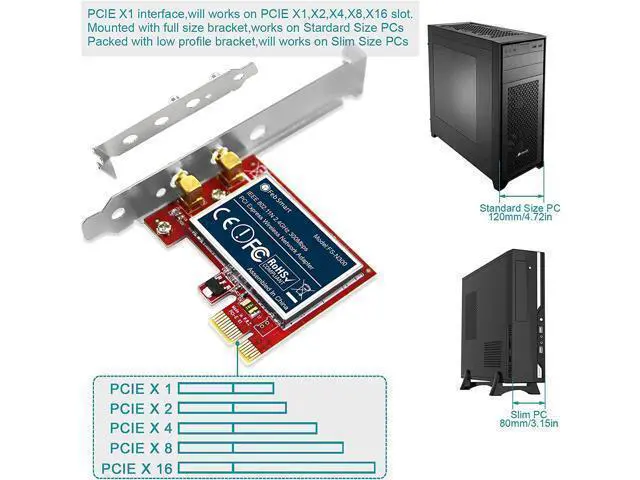 Alt view image 6 of 7 - FebSmart Wireless N 2.4GHz 300Mbps PCIe Wireless Network Adapter for Windows 10 8.1 8 7 XP Server(32/64bit) and Linux PCs ,PCIe WiFi Card,PCIe WiFi Adapter(FS-N300)