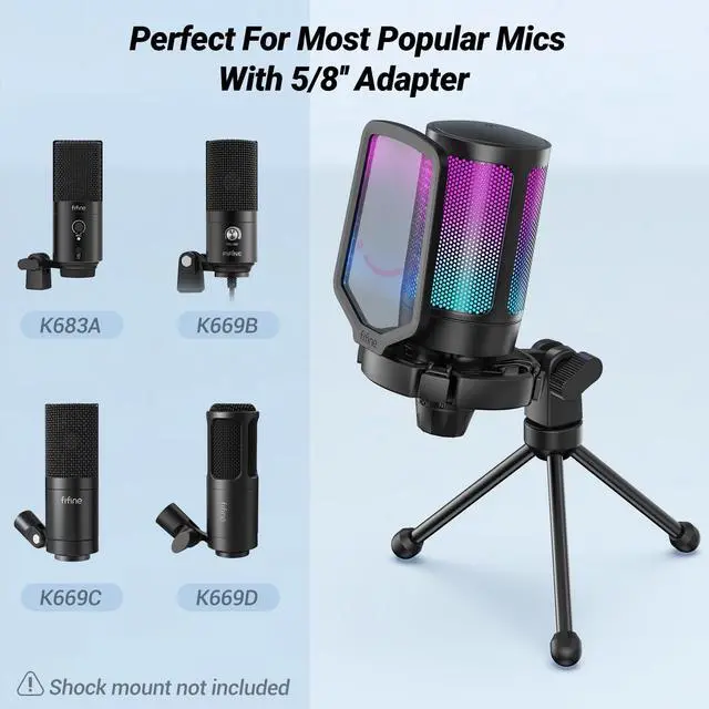 Alt view image 6 of 6 - Deuninker Tripod Stand for Desktop Microphone with Non-slip Rubber Feet, Sturdy Metal Construction, Foldable Desk Mic Stand for Gaming, Podcasting, Meetings, Chatting
