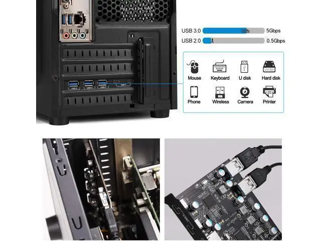 Alt view image 6 of 7 - PCIe Gen3 x2 USB 3.2/3.1 Card ASM3142- PCI Express to 4-Port Type C HUB Internal Expansion Card Controller Adapter PCI Express Card Desktop PC Support Multiple INs