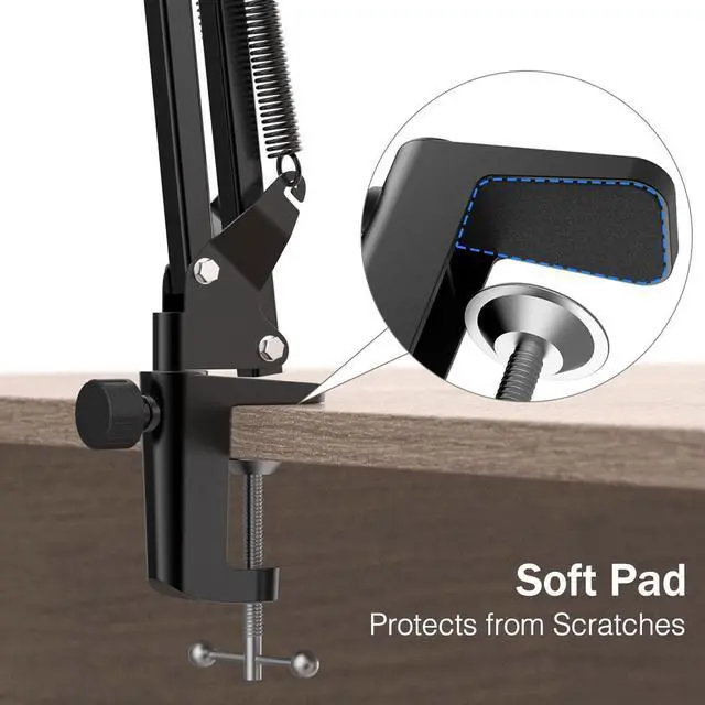 Alt view image 5 of 7 - Deuninker Microphone Arm Stand, FIFINE Suspension Boom Scissor Mic Stand with Heavy Duty Clamp, 3/8" to 5/8" Adapter, for Voice-Over, Gaming, Recording, Studio, Home Office (CS1)