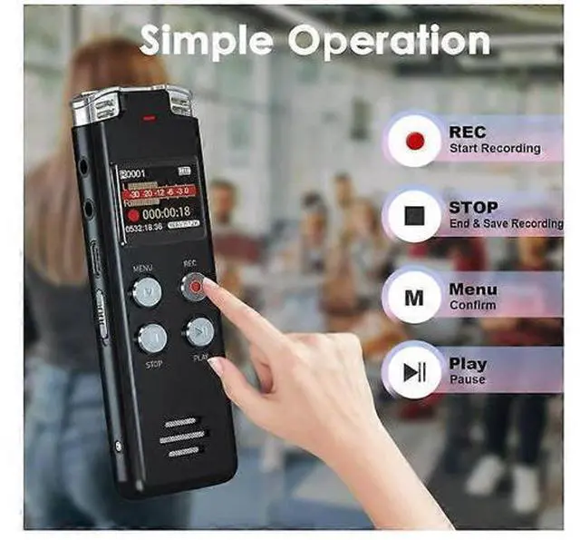 Alt view image 3 of 5 - Ecocleanpath 64GB Voice Activated Recorder with Playback - Upgraded Digital Audio Recorder for Lectures & Meetings (Black)