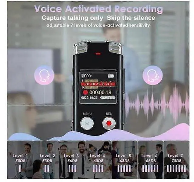 Alt view image 4 of 5 - Ecocleanpath 64GB Voice Activated Recorder with Playback - Upgraded Digital Audio Recorder for Lectures & Meetings (Black)