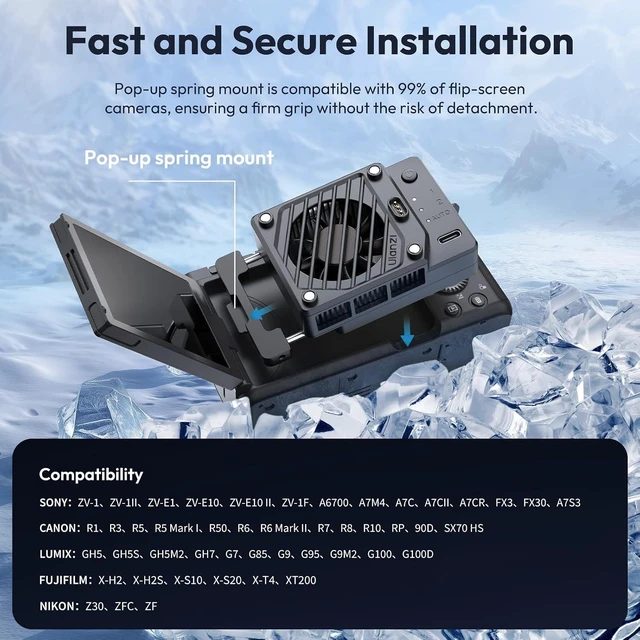Alt view image 9 of 14 - VoltSync CU01 Camera Cooler Kit for DSLR & Mirrorless, Semiconductor Cooling Fan with 3000mAh Magnetic Rechargeable Battery, 3 Speeds, Auto Temp Control Cooling for Video Recording(Battery+Cooler)