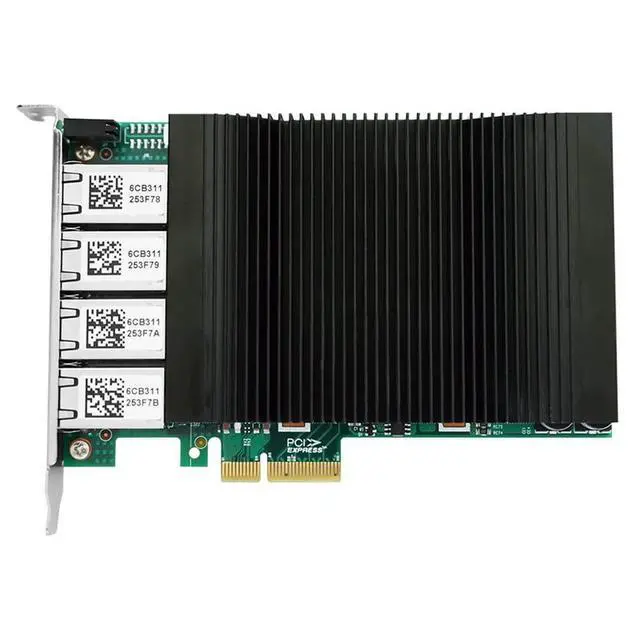Alt view image 2 of 5 - Jeirdus NIC Gigabit - for Intel I350AM4 Chip Quad RJ45 PoE Ethernet Server Converged Network Adapter I350-T4, PCI Express 2.1 x4, Power Over Ethernet, Interface Card