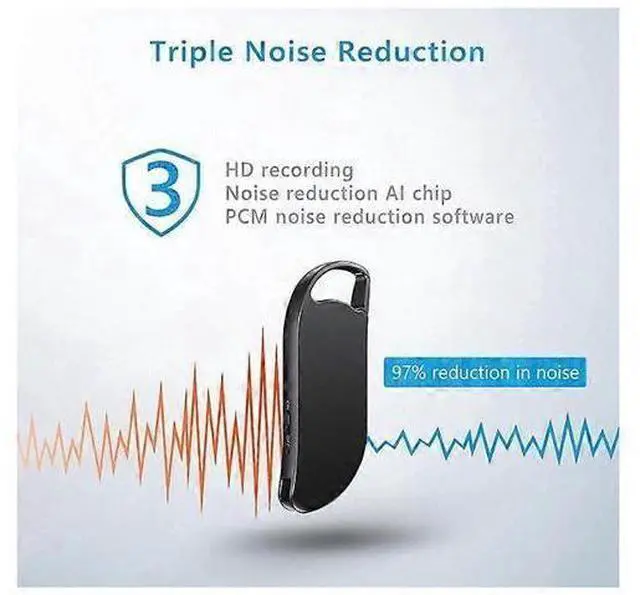 Alt view image 4 of 5 - Ecocleanpath 64GB Voice Activated Recorder for Lectures & Meetings, 750H Recording, One-Click Operation (Black)