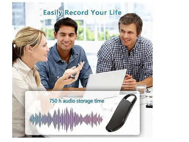 Alt view image 2 of 5 - Ecocleanpath 32GB Voice Activated Recorder for Lectures & Meetings, 750H Capacity, One-Click Recording (Black)