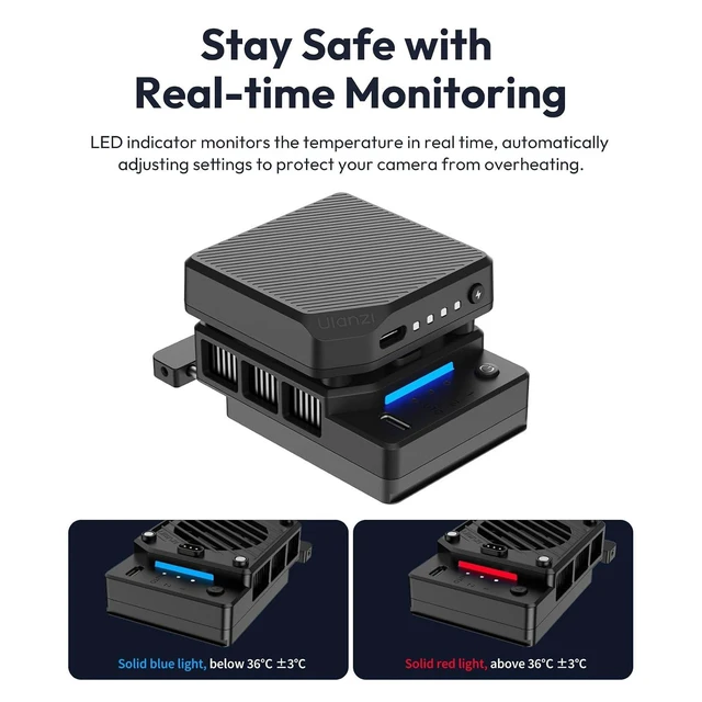 Alt view image 11 of 14 - VoltSync CU01 Camera Cooler Kit for DSLR & Mirrorless, Semiconductor Cooling Fan with 3000mAh Magnetic Rechargeable Battery, 3 Speeds, Auto Temp Control Cooling for Video Recording(Battery+Cooler)
