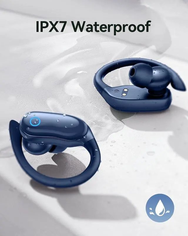 Alt view image 5 of 7 - GNMN Active Noise Cancelling Ear Buds Wireless Earbuds 96hrs Playback Bluetooth Headphones Dual Battery Display Stereo Bass Earphones with Earhooks Microphone IPX7 Waterproof Headset for Sports/Gym