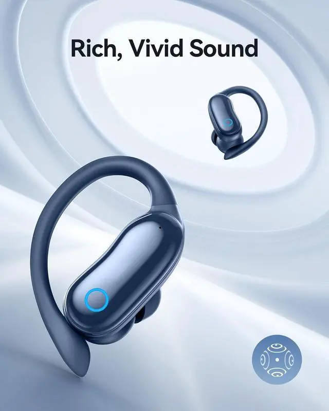 Alt view image 7 of 7 - GNMN Active Noise Cancelling Ear Buds Wireless Earbuds 96hrs Playback Bluetooth Headphones Dual Battery Display Stereo Bass Earphones with Earhooks Microphone IPX7 Waterproof Headset for Sports/Gym