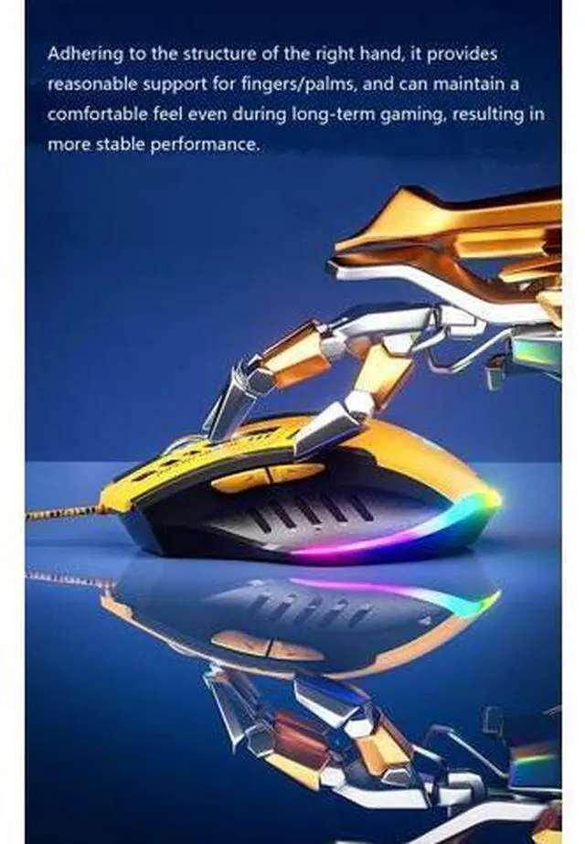 Alt view image 5 of 6 - WSIRAK W6 Wired Mouse E-sport Gaming Mouse RGB LED Backlight Mechanical Mouse For Laptop Computer Office Home Gamers