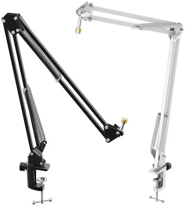 Main image of Deuninker Microphone Boom Arm Stand Kit, Suspension Boom Scissor Mic Stand with Desk Clamp, 3/8 to 5/8 Adapter for Recording, Gaming, Podcasting, Home Studio Office-CS1 (Black+White)