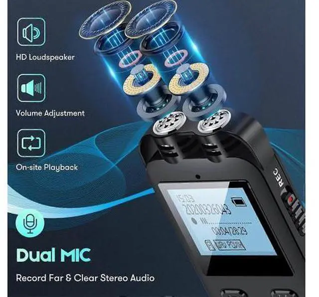 Alt view image 2 of 5 - Ecocleanpath 32GB Digital Voice Recorder with Playback & External Mic - Clear Lecture & Meeting Recording