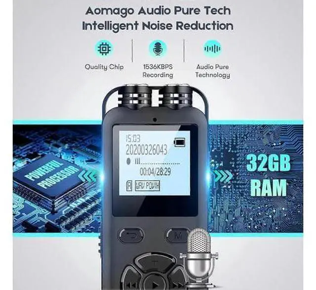Alt view image 4 of 5 - Ecocleanpath 32GB Digital Voice Recorder with Playback & External Mic - Clear Lecture & Meeting Recording