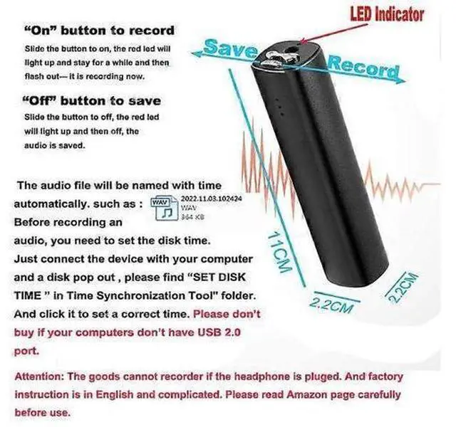 Alt view image 3 of 5 - Ecocleanpath 16GB Magnetic Voice Recorder, 20-Day Battery Life, 450H Recording, Voice Activated, Black