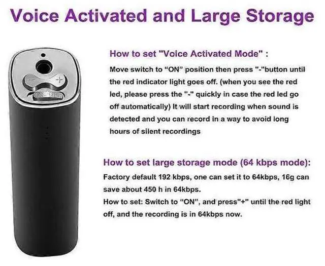 Alt view image 4 of 5 - Ecocleanpath 16GB Magnetic Voice Recorder, 20-Day Battery Life, 450H Recording, Voice Activated, Black