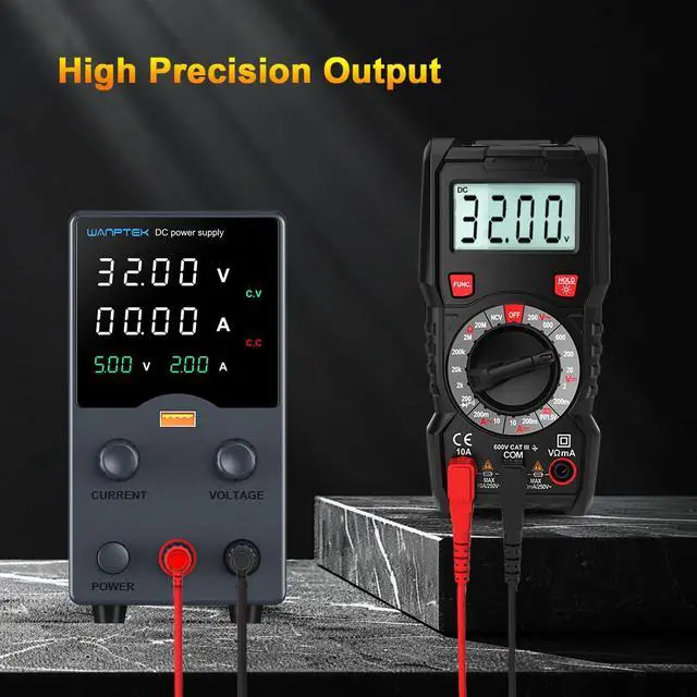 Alt view image 4 of 7 - Wanptek DC Power Supply Variable 30V 10A, Bench Power Supply with Encoder Adjustments Knob, USB Fast Charge Port with Output Current Display, 4-Digit LED Display