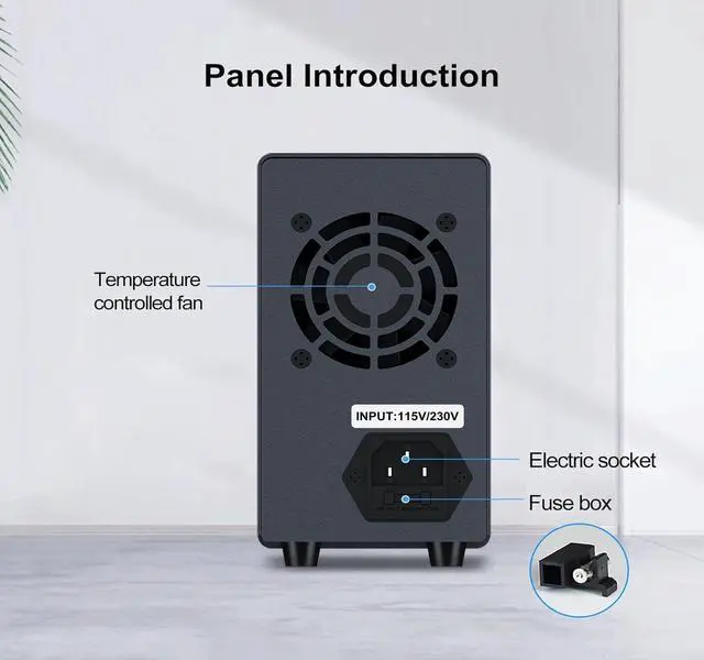 Alt view image 7 of 7 - Wanptek DC Power Supply Variable 30V 10A, Bench Power Supply with Encoder Adjustments Knob, USB Fast Charge Port with Output Current Display, 4-Digit LED Display