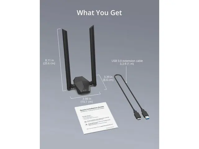 Alt view image 7 of 7 - BrosTrend USB WiFi 6 Adapter AX1800 Long Range USB WiFi Adapter for PC Laptop Desktop 5GHz/1201Mbps + 2.4GHz/574Mbps Wireless Dongle with 2X High Gain Wi-Fi Antennas for Windows 11/10 ONLY