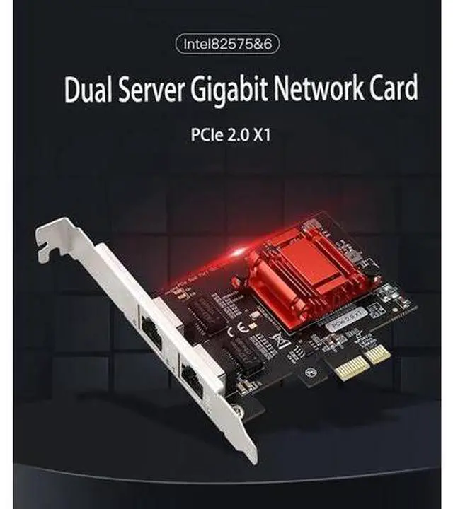 Alt view image 5 of 7 - Dual-Port PCIe Gigabit Network Card 1000M PCI Express Ethernet Adapter with In-tel 82575/82576 Two Ports LAN NIC Card for Support PXE for Windows/Windows Server/Linux/Freebsd/DOS with Low Profile