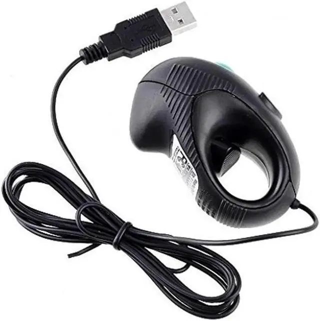 Alt view image 3 of 3 - Portable Mini Finger Hand Held 4D USB Wired Trackball Mouse for Laptop Mac Window Computer Fits Left and Right Handed Users -Black