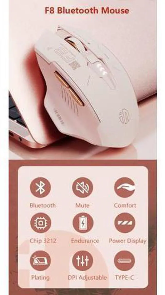 Alt view image 2 of 7 - WSIRAK F8 Mouse Rechargeable TYPE-C Mute Wireless Mouse For Business Office Game Computer Laptop Mice