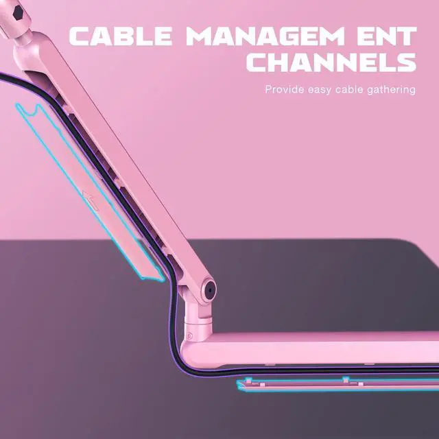 Alt view image 4 of 5 - Deuninker Low Profile Boom Arm Mic Stand, Microphone Stand with Cable Management Channel, Desk Clamp, Screw Adapter for Streaming Podcast Recording, Adjustable Metal Mic Boom Arm Pink-BM88P