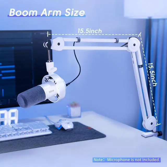 Alt view image 5 of 7 - Deuninker Microphone Boom Arm Kit, Metal Heavy Duty Mic Stand with 3/8" to 5/8" Threads Screw & 10ft Balanced XLR Cable for Podcasting Recording, Streaming & Recording-BM63W+L9W