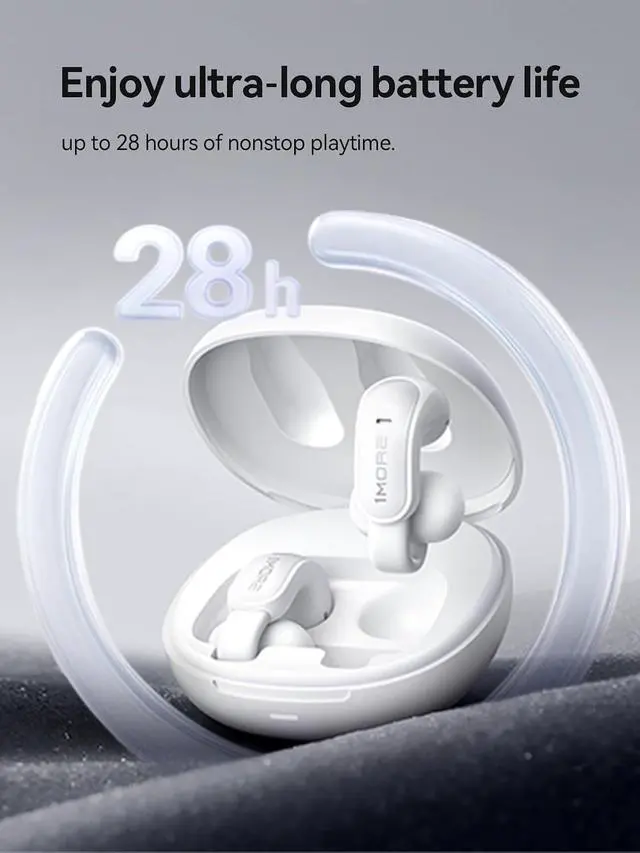 Alt view image 5 of 7 - Deuninker Ear Clip S12, Clip-On Earbuds, Lightweight Comfort, Snug Fit, Bluetooth 5.4 Open-Ear Headphones, Powerful Sound, Clear Calls, IPX5 Water Resistance, Long Playtime, Touch Control White