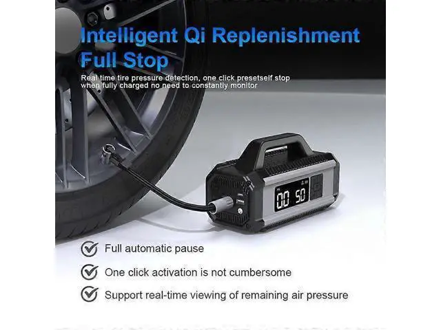 Alt view image 2 of 5 - Ecocleanpath QB05 Portable Air Compressor: Tire Inflator for Car, Bike, Ball & Power Bank (Grey)