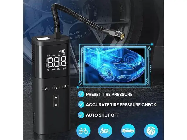 Alt view image 5 of 5 - Ecocleanpath 120 PSI Cordless Tire Inflator & Power Bank - Fast Portable Air Compressor for Car, Bike, Ball
