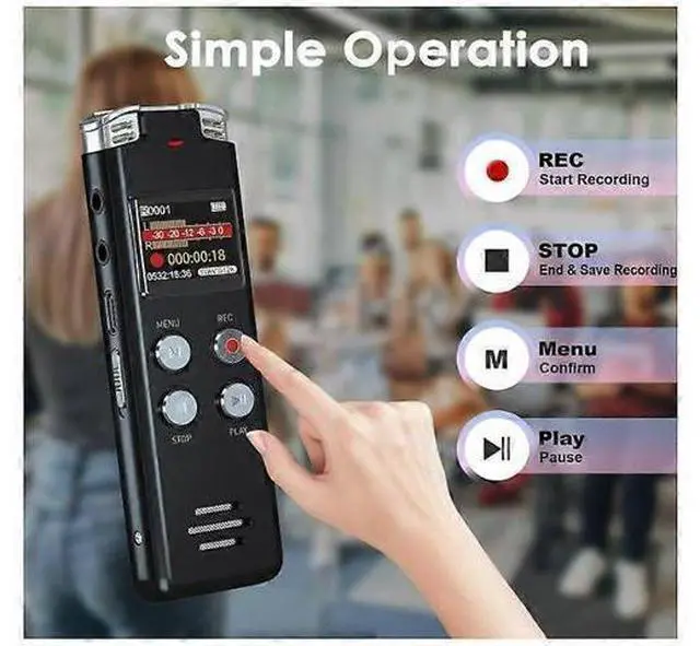 Alt view image 3 of 5 - Ecocleanpath 32GB Voice Activated Digital Recorder | USB Rechargeable Dictaphone with MP3 Playback (Black)