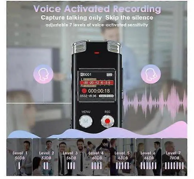 Alt view image 4 of 5 - Ecocleanpath 32GB Voice Activated Digital Recorder | USB Rechargeable Dictaphone with MP3 Playback (Black)